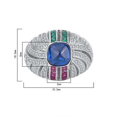Anillo de Zafiro Simulado con Torre de Azúcar y Piedra Dicroica - Juego Completo - Image 6