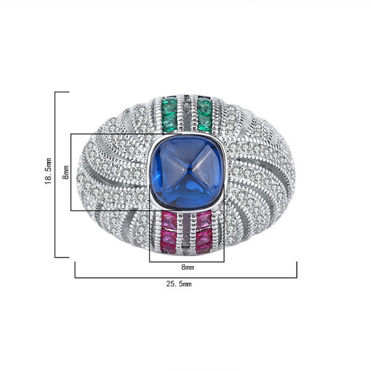 Anillo de Zafiro Simulado con Torre de Azúcar y Piedra Dicroica - Juego Completo - Image 6
