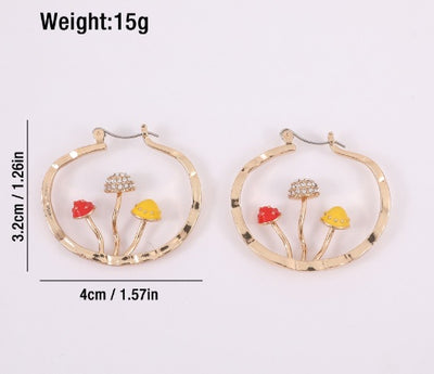 Aretes Colgantes Tres Hongos Dorados para Mujer - Diseño Trendy y Dulce - Image 32