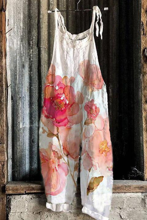 Jumpsuit Retro de Pierna Ancha con Estampado Dulce para Mujer - Image 4