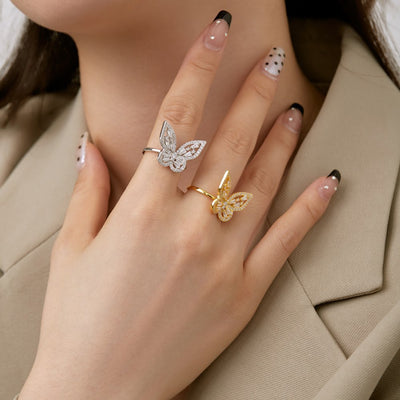 Anillo de Plata 925 con Mariposa de Circonitas y Diamantes Incrustados - Image 18