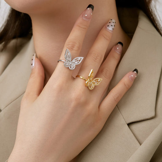Anillo de Plata 925 con Mariposa de Circonitas y Diamantes Incrustados - Image 18
