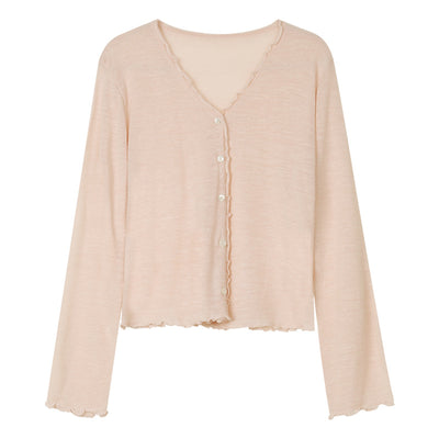 Cardigan Tejido con Encaje Efecto Hongo Arbóreo y Botones - Image 9
