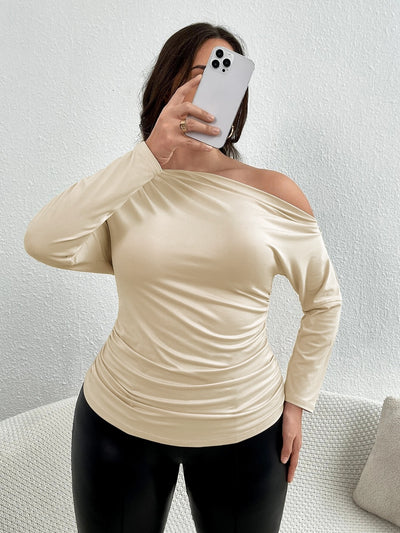 Blusa Elegante Hombros Descubiertos Ajustada de Manga Larga - Image 9