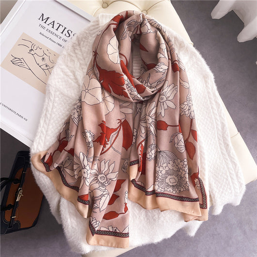 Chal Floral Elegante en Algodón y Lino - Image 17