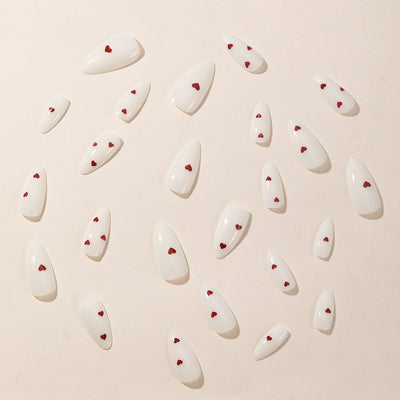 Pegatinas de Uñas Removibles Blanco Lechoso con Acabado Rojo - Diseño Elegante sin Daño - Image 3