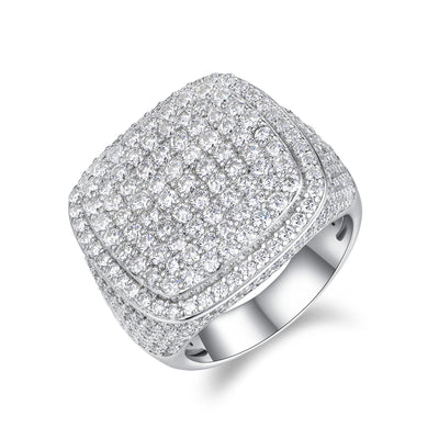 Anillo de Diamante Cuadrado Royal con Moissanita Premium, Plata S925 y Baño de Platino para Hombre - Image 13