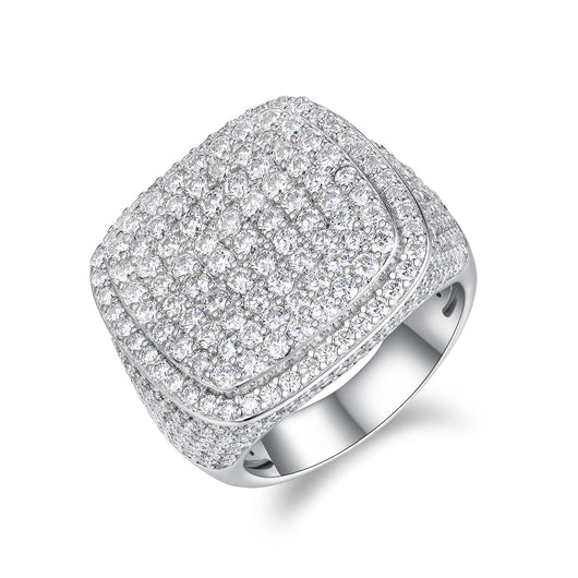 Anillo de Diamante Cuadrado Royal con Moissanita Premium, Plata S925 y Baño de Platino para Hombre - Image 13