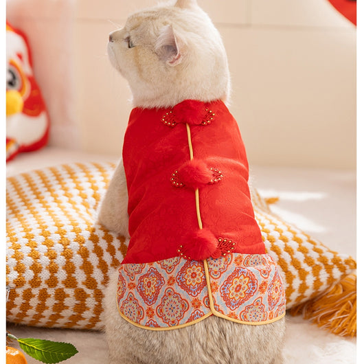 Chaleco Tang Tradicional con Estampado de Flor de Cerezo para Mascotas Pequeñas - Abrigo Cálido para Otoño e Invierno - Image 11