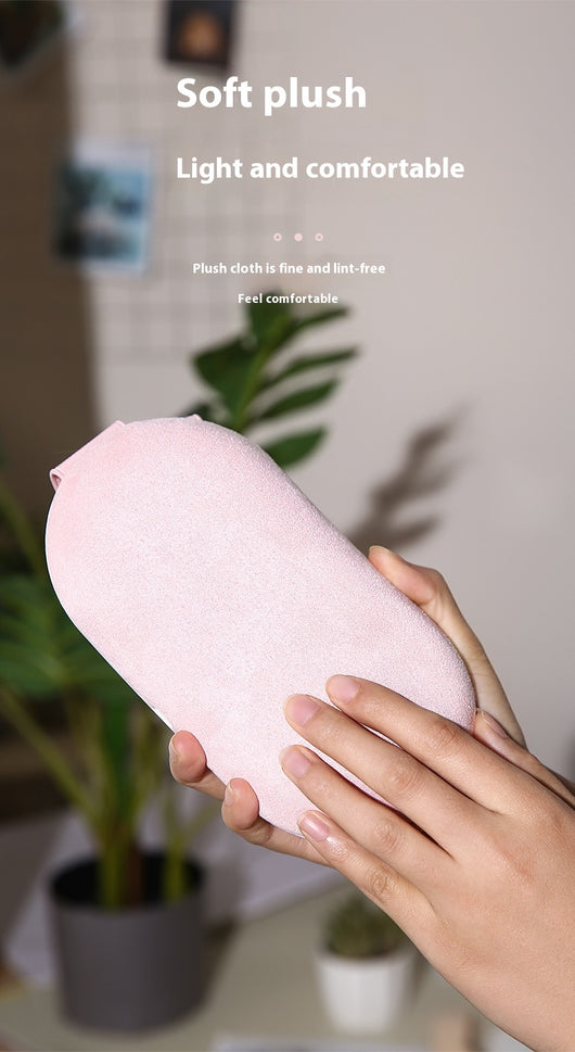 Dark green paw-shaped hand warmer and power bank with a cute bear design, held in a hand with white faux fur gloves. - Image 19