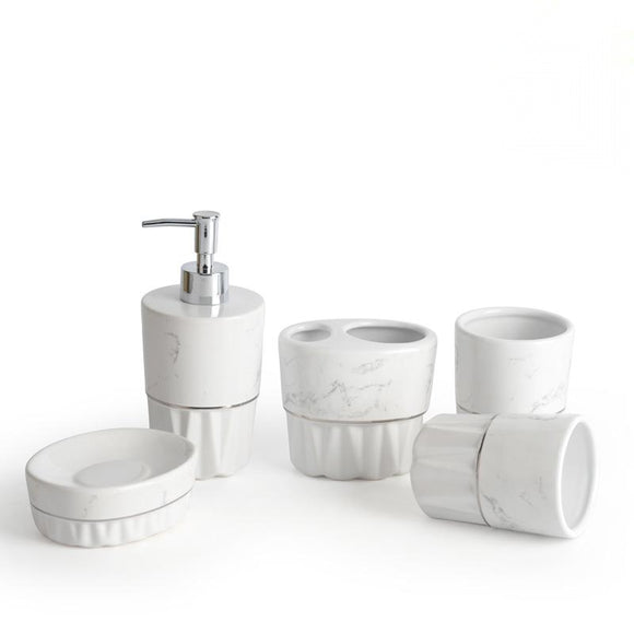Juego de Baño Mármol Cerámica Estilo Minimalista