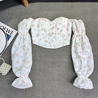 Blusa Floral de Hombro Descubierto con Mangas Abullonadas - Transición Otoñal - Image 13