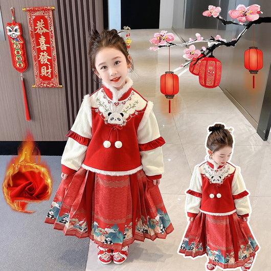 Conjunto de Falda Infantil Estilo Horse-Face para Invierno - Image 3