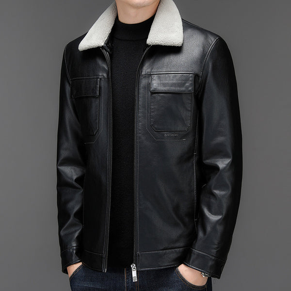 Chaqueta de Cuero Casual para Hombre - Otoño e Invierno