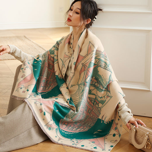 Bufanda de Cachemira Elegante Estilo Nacional Reversible Jacquard Doble Cara - Image 38