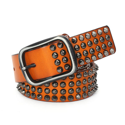 Cinturón de Cuero Vacuno Retro Naranja - Estilo Vintage Auténtico - Image 8