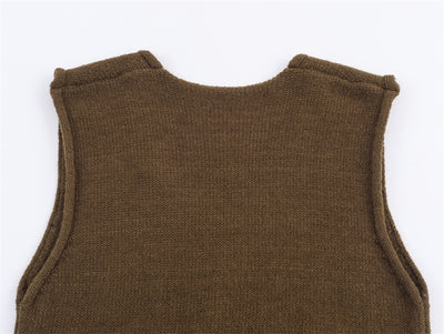 Chaleco Suelto Cuello V Estilo Francés Mujer - Colores Sólidos - Image 15