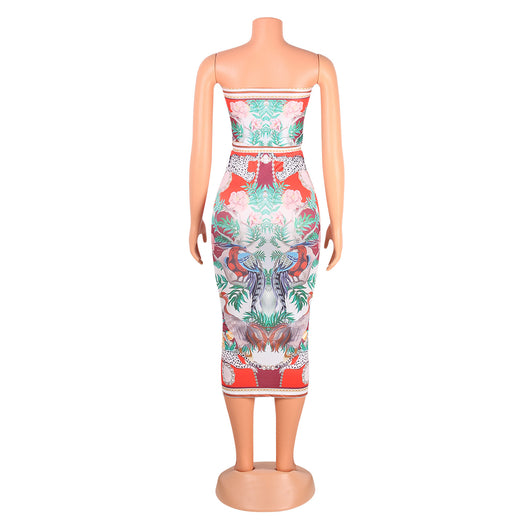 Traje Envolvente Plisado con Escote Estampado y Abertura Lateral - Image 9