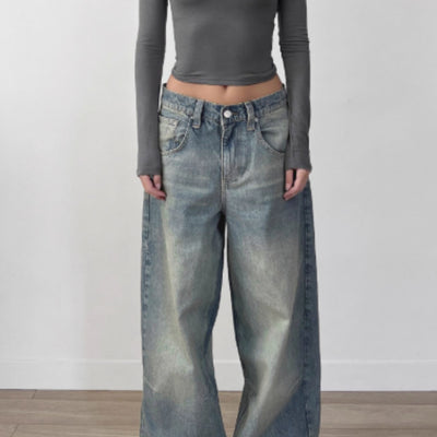 Jeans Sueltos Retro Vintage Lavados para Mujer - Image 4