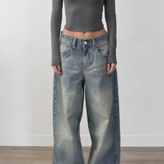 Jeans Sueltos Retro Vintage Lavados para Mujer - Image 4