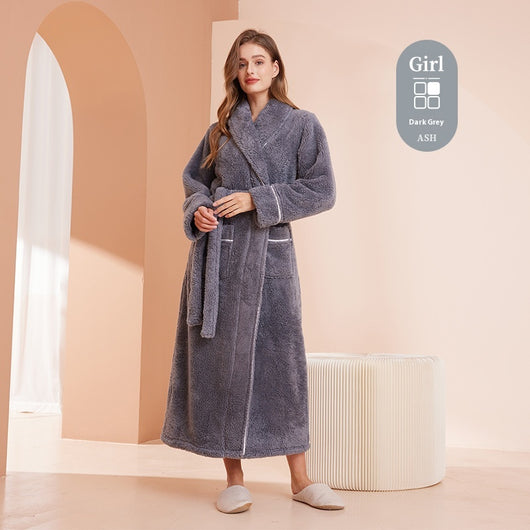 Bata de Invierno en Terciopelo Algodón para Parejas - Pijama Largo Talla Grande Lujo Ligero - Image 24