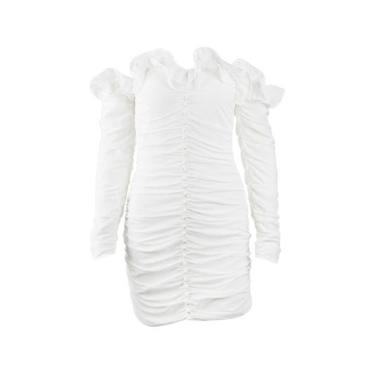 Vestido Tube Top Asimétrico de Gasa para Mujer - Manga Larga Elegante