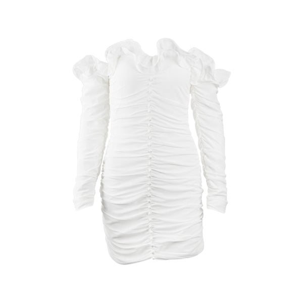 Vestido Tube Top Asimétrico de Gasa para Mujer - Manga Larga Elegante
