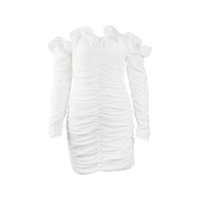 Vestido Tube Top Asimétrico de Gasa para Mujer - Manga Larga Elegante
