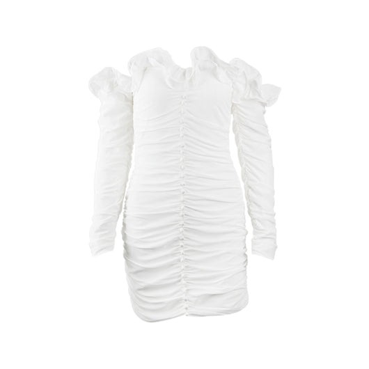 Vestido Tube Top Asimétrico de Gasa para Mujer - Manga Larga Elegante