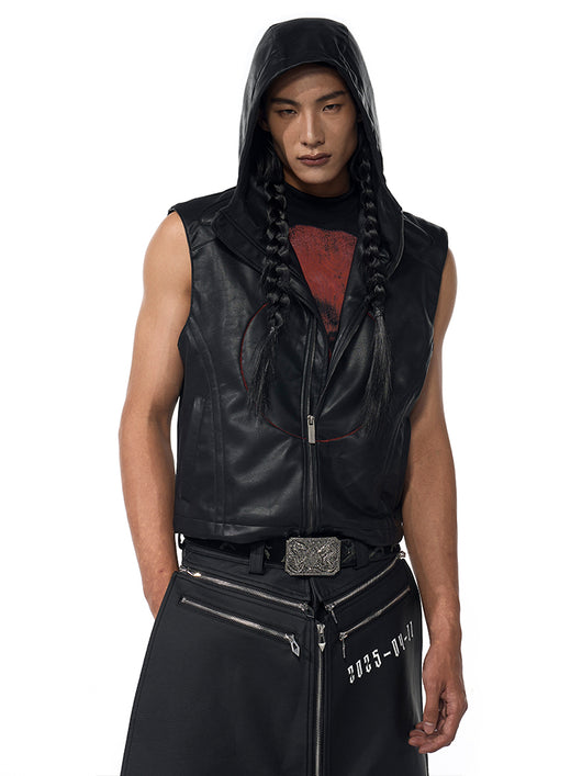 Chaleco de Cuero PU Slim Fit con Estrella de Cinco Puntas para Hombre - Estilo Verano - Image 4