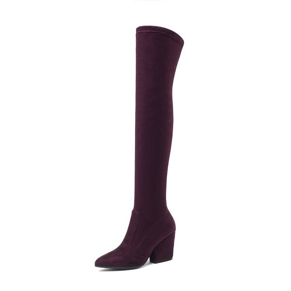 Botas de Invierno con Tacón Grueso y Caña Alta