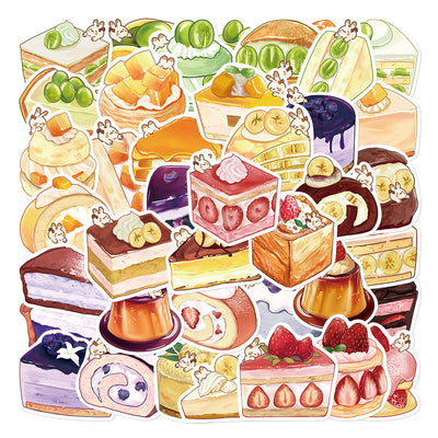 Hand holding a strawberry shortcake sticker with a tiny bunny, part of a 40-piece set of cute cartoon dessert stickers. - Image 14