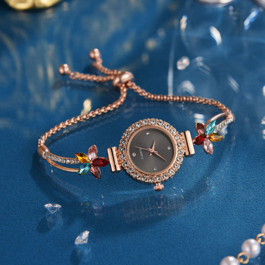 Reloj de Mujer con Diamantes Redondo de Moda con Pulsera Ajustable - Image 4
