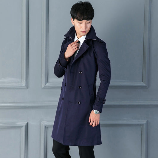 Abrigo Ejecutivo Doble Botonadura Primavera Otoño Slim Fit Estilo Británico - Image 12