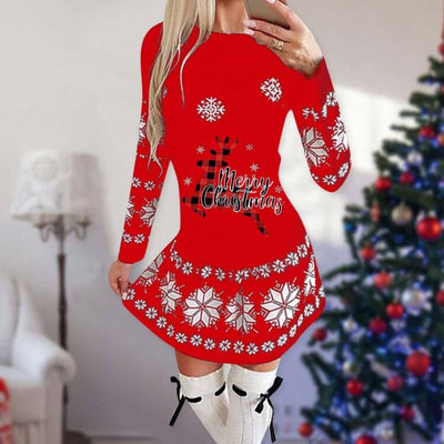 Vestido Navideño Cuello Redondo Manga Larga - Image 8