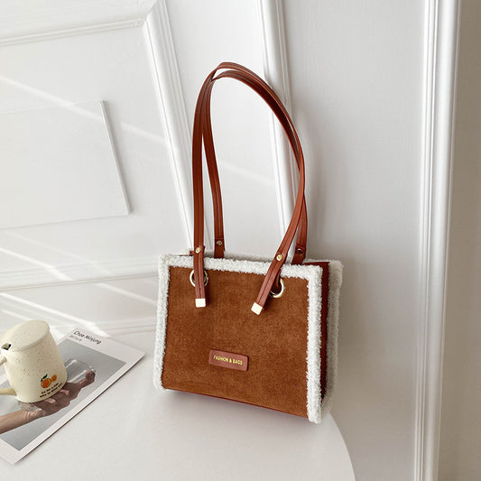 Bolso Tote Coreano de Piel de Cordero con Asa Simple