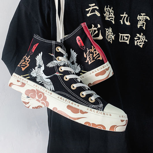 Zapatillas Guochao Yunhe Jiuxiao Pintadas a Mano - Edición Graffiti Pareja Unisex - Image 10