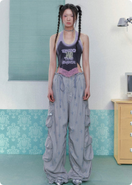 Pantalones de Trabajo Rectos con Bolsillos Múltiples e Impresión Ice para Mujer - Image 7