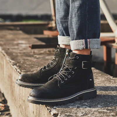 Botas Cortas Estilo Coreano Británico para Hombre - Diseño Otoñal Trendy - Image 9