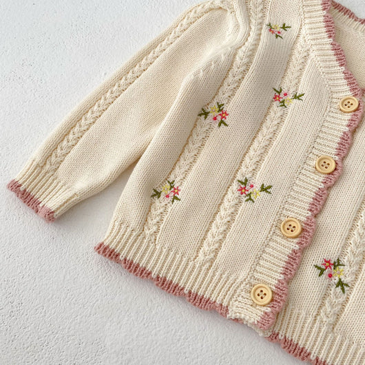 Cardigan Tejido para Niña con Bordado Floral Delicado - Image 11