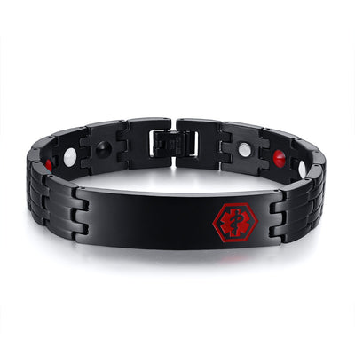 Pulsera Magnética de Acero Titanio para Hombre - Diseño Médico Negro - Image 10