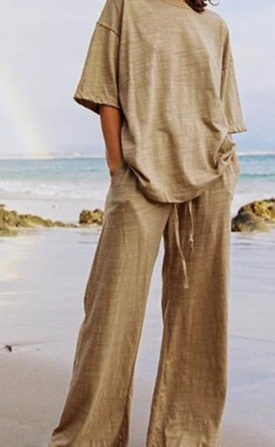 Conjunto de Dos Piezas Liso para Casa Mujer