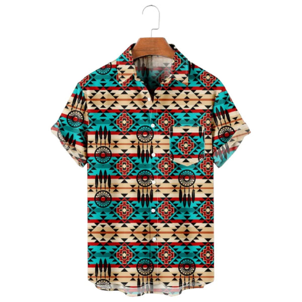 Camisa Retro Holgada de Manga Corta para Hombre Talla Grande