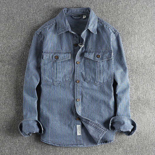 Camisa Denim Vintage Desgastada para Hombre - Image 6