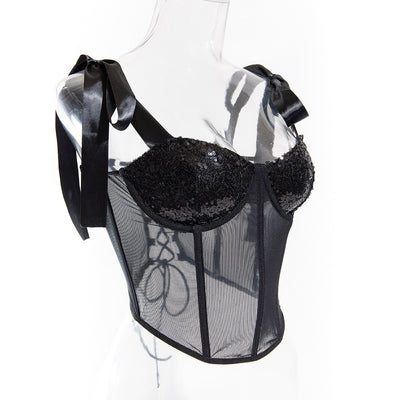 Corset Sensual con Tirantes Lentejuelas y Anillo de Acero - Image 17