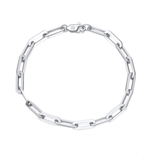 Pulsera Cadena Cuadrada Estilo Paperclip Chapada en Oro 14K - Diseño Ins Personalidad