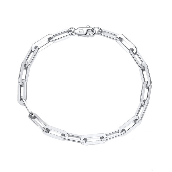 Pulsera Cadena Cuadrada Estilo Paperclip Chapada en Oro 14K - Diseño Ins Personalidad