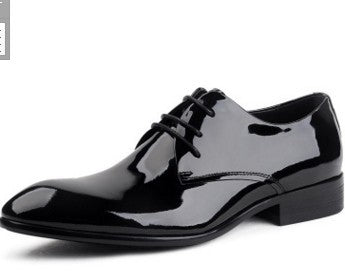 Zapatos de Novio Charol Negro Punta Aguda con Cordones - Image 7