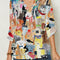 Blusa Manga Larga Cuello V con Estampado de Animales Cartoon para Mujer