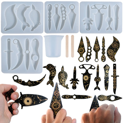 Molde de Silicona para Llaveros de Defensa Personal - 4 Diseños con Superficie de Espejo - Image 6